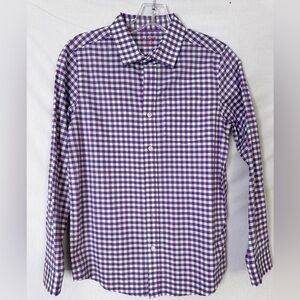 Cat & Jack like NEW Pink / Purple long sleeve button down. Size 12 /14